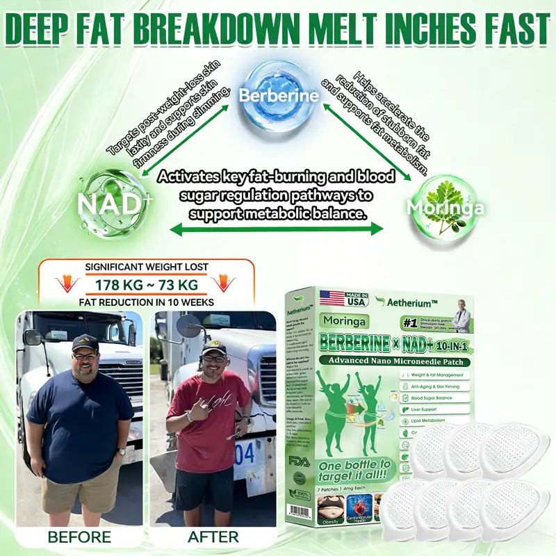 💚Official Store | 🍋 Aetherium™ Moringa & Berberine 10-IN-1 Advanced Nano Microneedle 1 Patch (Once Daily, visible changes in 7 days) ✅ Obesity, Diabetes, Sleep Apnea, And Joint Issues